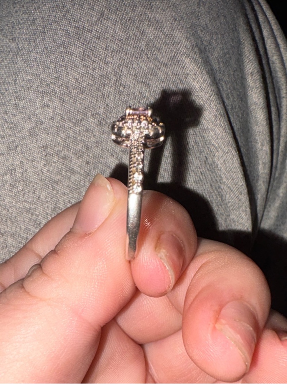 Pink Tourmaline And Diamond Ring In Sterling Silver - Picture 3 of 7